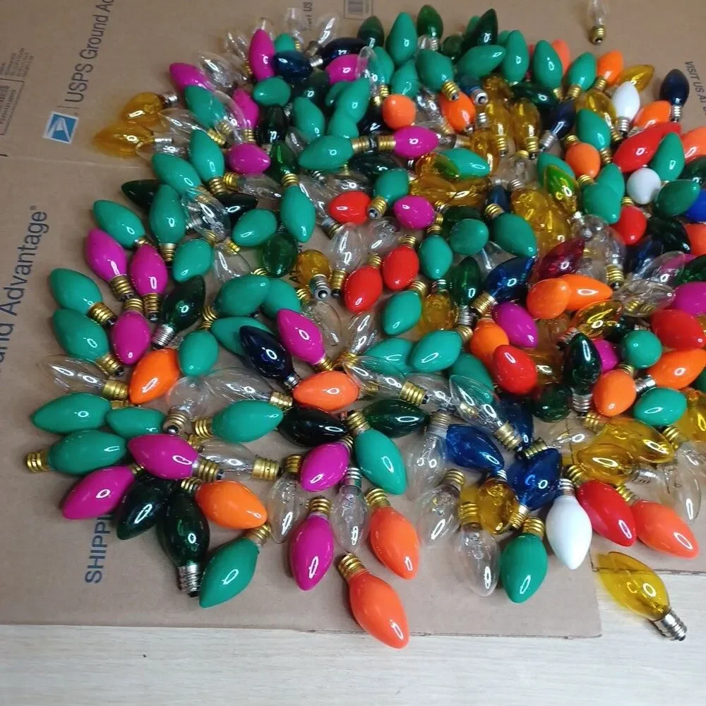 235 Lot Colored Christmas Light Bulbs - C 7 Show Light Multicolor Some Blink